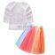 Little princess shirt and rainbow skirts 2pcs set letter printed 1-6T baby girl cotton summer outfit