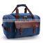 Men Holdall Travel Canvas Duffel Bag  Leather Trim Tote Shoulder