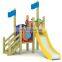 Wooden children outdoor playground equipment, slides for kids