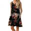 Modest plus size women clothing casual sleeveless floral maxi dress