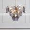 Modern Luxury smoky grey glass led circle art decor gold pendant light