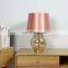 Korea fashion design hotel table decorative pink modern glass lamps for home decor