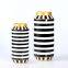 European Simple Style Black-white Bar Cylinder Ceramic Flower Vases Table Decoration With Round Lid For Living Room