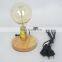 Edison Bulb Table Lamp Wood Base With Switch Desk Lamp