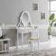 White 10 led lights mirror nordic dressing table bedroom modern with stool