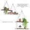 Set of 2 Wood Hanging Shelves for Wall - Farmhouse Rope Shelves for Bedroom Living Room Bathroom