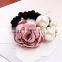 Women Fashion Style Big Rose Flower Pearl Rhinestone Hair Bands Elastic Hair Rope Ring Hair Accessories