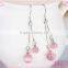 2016 new fashion red opal cat eye silver long pendant earring