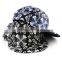 Punk Rock Flower Printed PU Leather Fabric Flat Hiphop Streetdance Cap