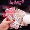 TPU Rhinestone Silicone Strap with Bracket Rabbit Fur Ball Case for iPhone 6S/6Plus