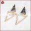 Gorgeous Boho Charm Earrings, Long Triangle Shape Pave Crystal Rhinestone Stud Earrings