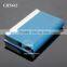 High Quality Box Packing Lichee Pattern Blue Leather Flannelette Lining Stainless Steel Metal Novelty Leather Credit Card Holder