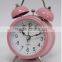 3.5" metal twin bell alarm table clock with light