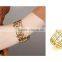 2016 hot trendy latest design girls top high polishing gold cuff bangle with full crystal beads