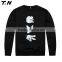 100%cotton black crew neck sweatshirt custom sublimation printing