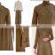 Brown shirt collar Abaya with box pleats in eco friendly bamboo