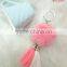 Pink handbag accessories rabbit fur key ring