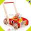 2017 wholesale new products baby wooden push along walker best design kids wooden push along walker with building blicks W16E067