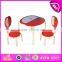 2015 Solid wood kids table and chairs for preschool,children wooden table and chair,Apple design wooden toy table chairs WO8G142