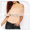Fashion Style Off-shoulder Skin Color Female Body Suit With Falbala