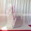 High Quality White Ruffled Spandex Chair Cover With Satin Crush Flower For Wholesale Price