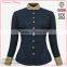 Manufactory women hot sale autumn new deisngn plus size contrast color long sleeve tight waist slim fitting mature shirts