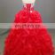 Elegant Strapless Floor Length Ruffles Red Sweet 16 Vestidos Quinceanera Dresses Ball Gown