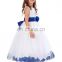 Grace Karin White Blue Sleeveless Flower Decorated Flower Girl Princess Party Dress 2~12Years CL008936-2