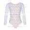 Romantic women white lace long sleeve rash guard bodysuit