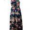 Sleeveless Floral Printed V-neck Long Maxi Dress