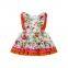 Boutique Flutter Sleeve Ruffle Dress Purple Floral Party Princess Boutique Girls Dress wholesale price