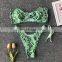 2019 Sexy Snake Print Bandeau Bikini Set Women Wrapping Bow Off Shoulder Strap Mujer Two Piece Padded Swimsuit Biquini
