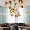 Modern gold metal hotel room hanging ceiling light  led chandelier pendant lighting