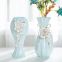 Gild Hand Made European Large Blue Ceramic Flower Vase For Showroom Decor