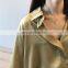 Wholesale Women Business Solid Color Long Sleeve Silk Satin Blouses Tops