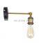 Adjustable Arm Simple Design Metal Wall Lamps E27 With Cage Shade