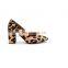 Ladies High Block Heels Handmade Leopard Print Design Pumps Sandals Shoes Women Footwear Shoe