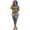 Round Neck Lady Blouse Knit Casual Leg Pants Women Cotton S-5xl SKINNY large print ladies' fashion suit in camouflage print