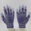 purple and white polyester knitted PU fingers coated safety work gloves anti-dirt breathable comfortable flexible