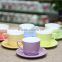 Bright color ceramic 200ml tea coffee cup&saucer set from Liling