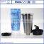 Wholesale double wall heat preserve stainless steel auto mug/thermos cup plastic outer tumbler cup with paper insert