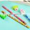 Korea stationery wooden pencil , cute pencil with eraser