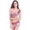 Women's Bikini Set Push-up Padded Bra Falbala Printing Swimwear Swimsuit