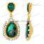 Fashion gold Green crystal Pear Drop Earrings