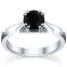 Fine Engagment Ring In Black and White Natural Diamonds