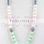 white blue&gray round silicone teething beads necklace wholesale teething baby necklace breakaway clasps necklace TN055