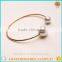 2016 hotsale style titanium steel rose gold pearl open end bangle bracelet