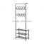HOMCOM Hall Tree Entryway Storage Coat Hanger with Shoe Rack - Metal Black