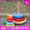 2017 new design colorful bear educational wooden baby stacking rings W13D137