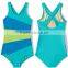 Swimwear Kids Girl Wholesale One Piece Quick Drying Contrast Color Nylon Spandex High Cut Vest Kids Swimwear 2017